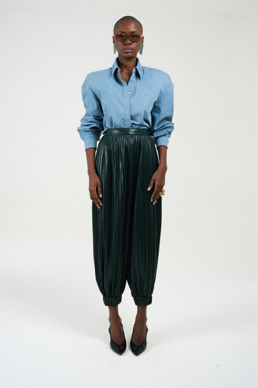 Eco Leather Pleated Balloon Pants