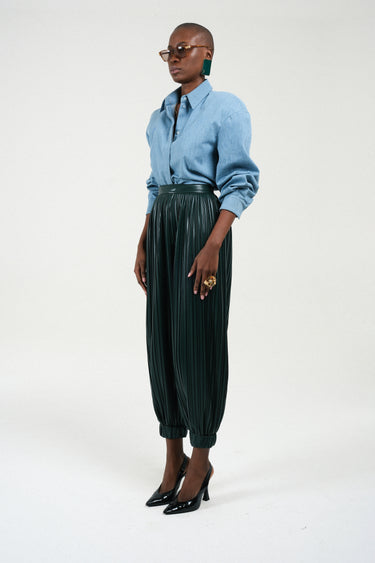 Eco Leather Pleated Balloon Pants