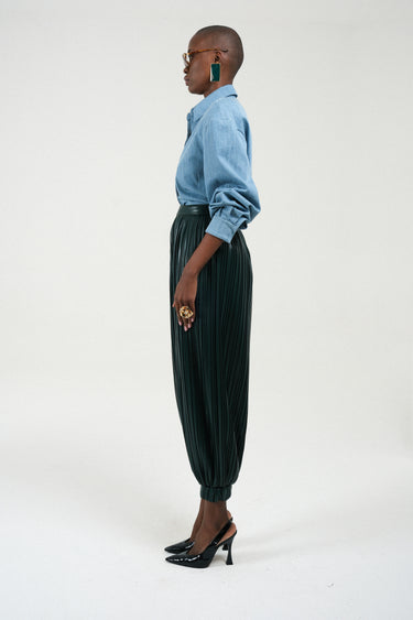 Eco Leather Pleated Balloon Pants