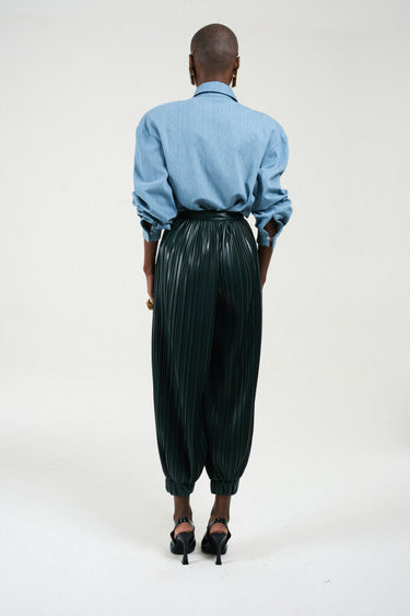 Eco Leather Pleated Balloon Pants