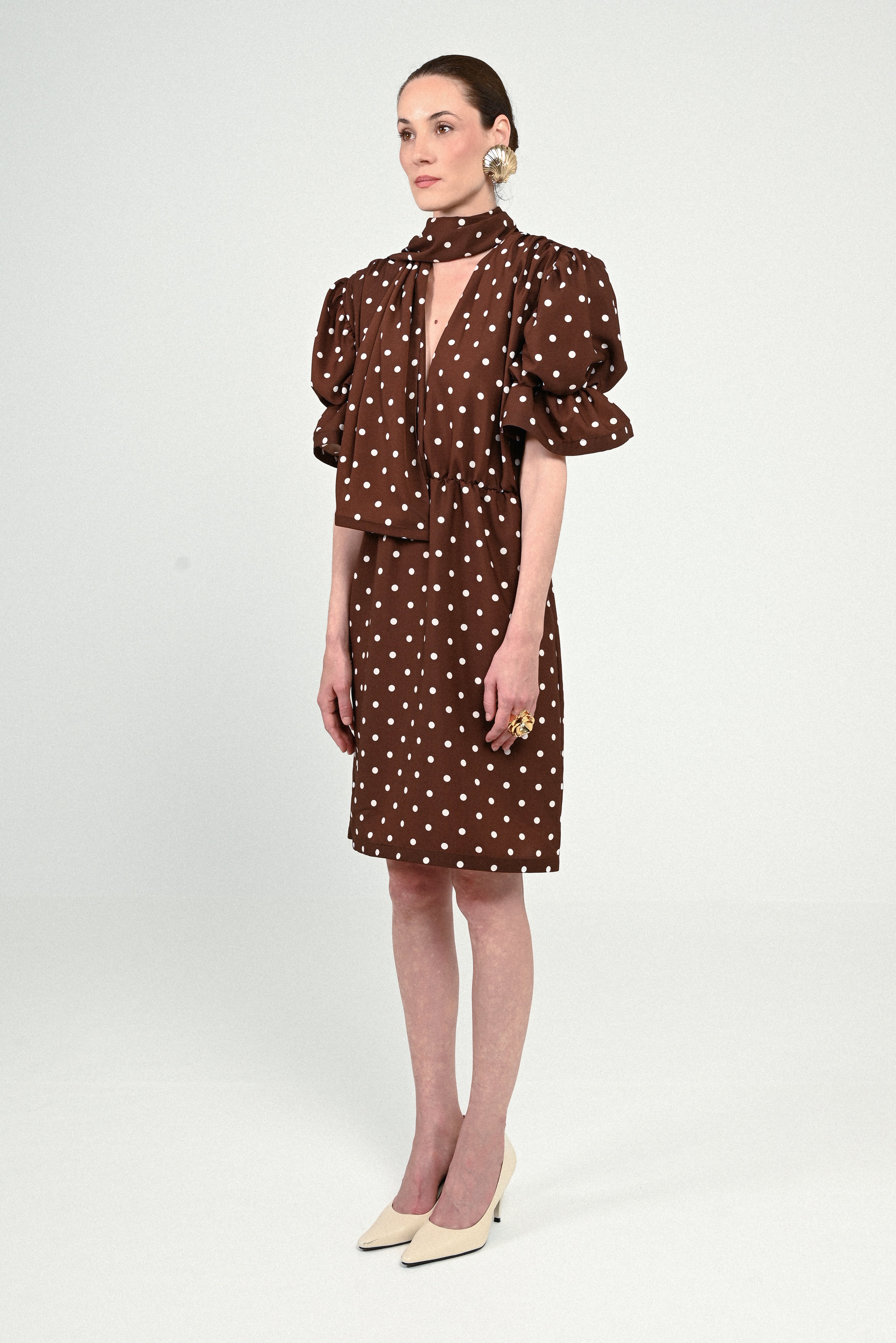 Polka Dots Puffy Midi Dress
