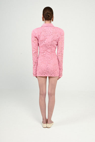 Lace Polo Mini Dress with Long Sleeves