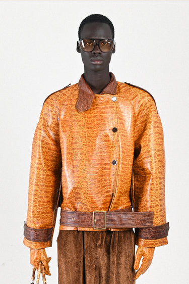 Croco Oversized Short Trenchcoat