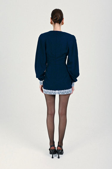 Mini Dress with Lace Contrast