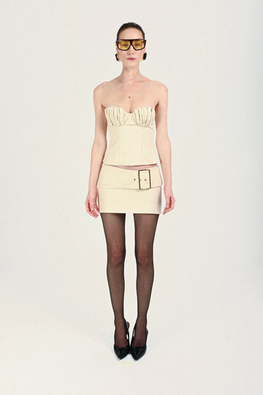 Low-Waist Mini Skirt with Gold Buckle Detail