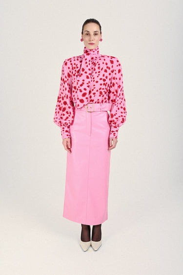 Eco Leather Long Skirt with Maxi Belt