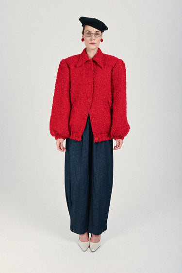 Tweed Oversized Puffy Bomber