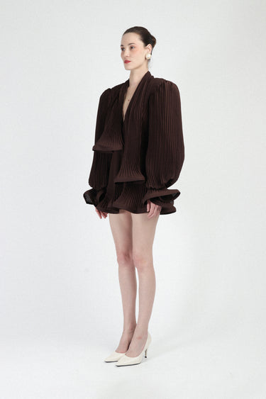 Pleated Puffy Mini Dress