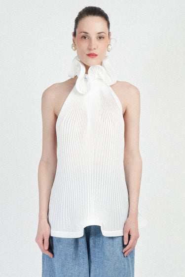 Pleated Turtleneck Top