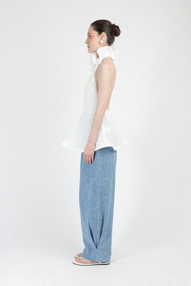 Pleated Turtleneck Top