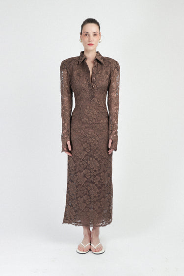 Lace Polo Dress with Long Sleeves