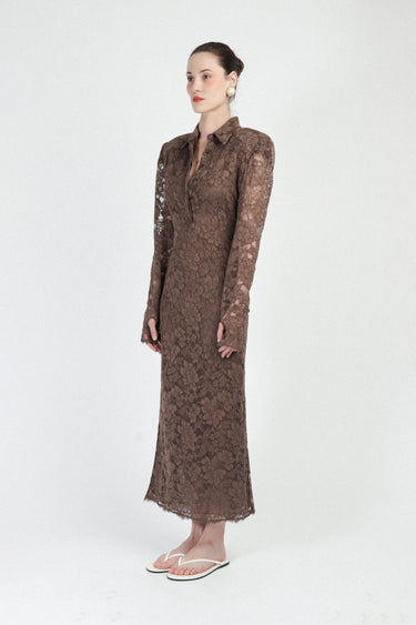 Lace Polo Dress with Long Sleeves