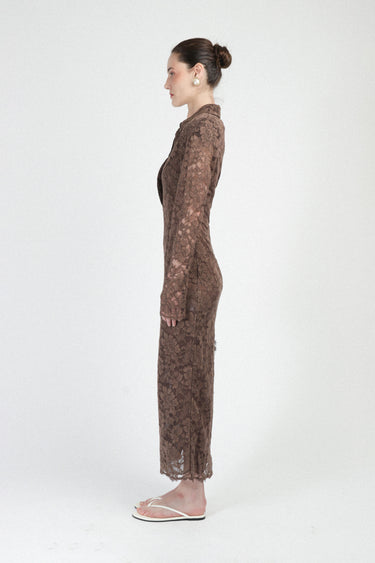 Lace Polo Dress with Long Sleeves