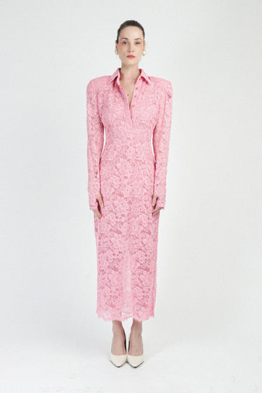 Lace Polo Dress with Long Sleeves