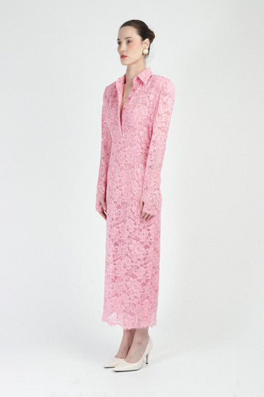 Lace Polo Dress with Long Sleeves