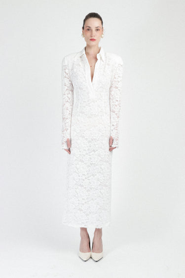 Lace Polo Dress with Long Sleeves