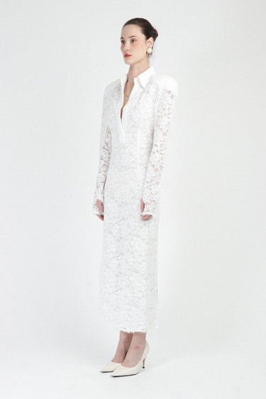 Lace Polo Dress with Long Sleeves