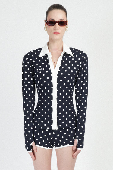 Polka Dots Long Sleeves Polo