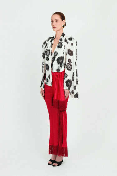 Oversized Raglan Blouse with Integrated Scarf