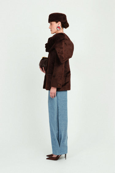 Alpaca Coat with Integrated Scarf