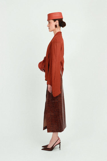 Long Croco Wrap Skirt