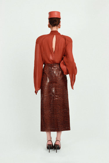 Long Croco Wrap Skirt