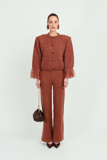 Mohair Short Cardigan with Fringes