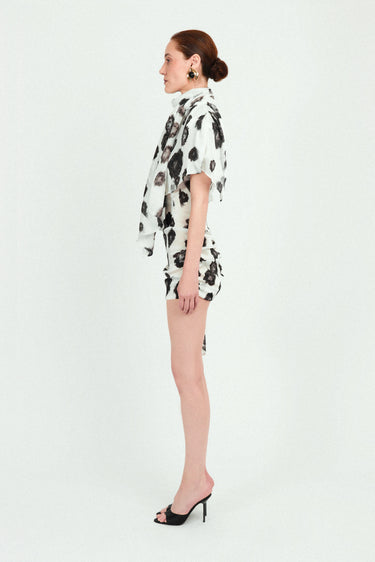 Draped Mini Dress with Cape