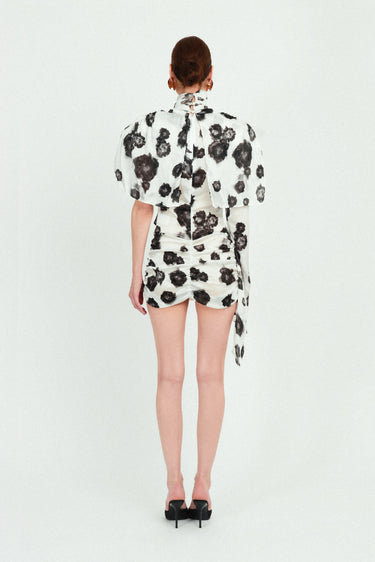 Draped Mini Dress with Cape