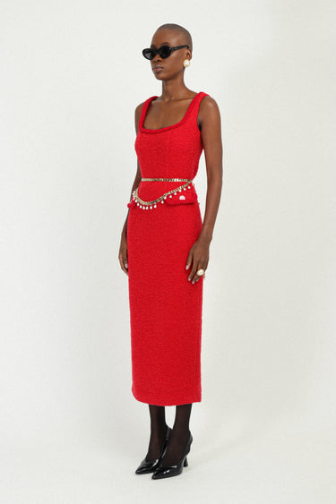 tweed maxi dress