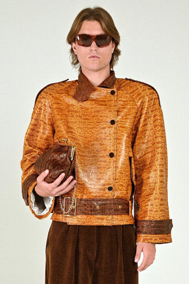 Croco Oversized Short Trenchcoat