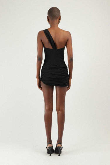 Asymmetrical Mini Dress With Heart Jewel Details Rowen Rose Asymmetrical Mini Dress With Heart Jewel Details Rowen Rose