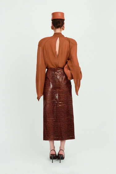 Long Croco Wrap Skirt