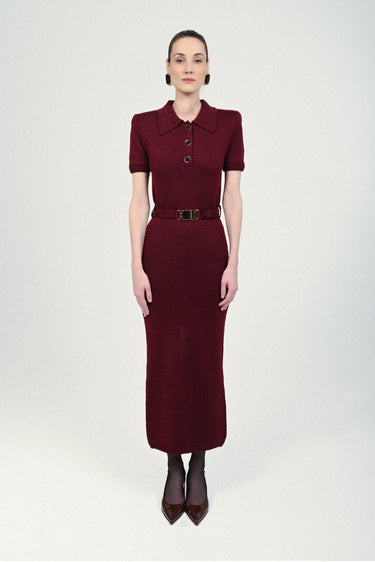 Knit Short Sleeves Jersey Polo Dress