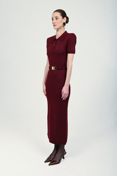 Knit Short Sleeves Jersey Polo Dress