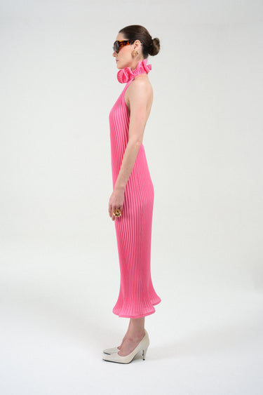 rowen rose pink dress Rowen Rose Floral-lace Polo-collar Dress