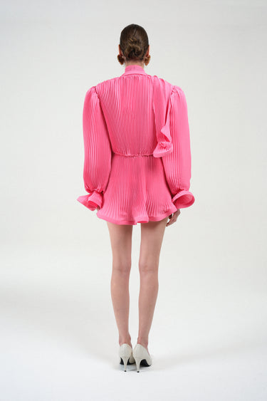 Pleated Puffy Mini Dress
