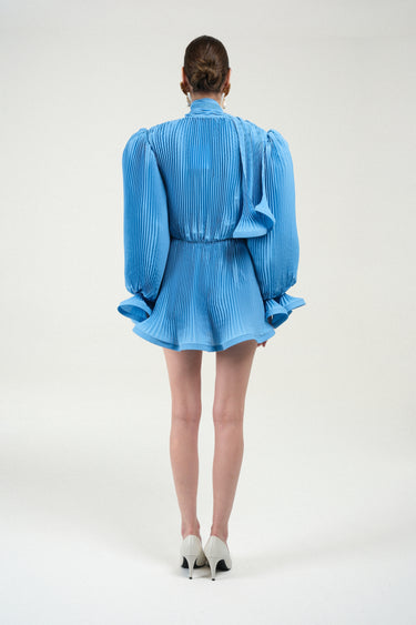 Pleated Puffy Mini Dress