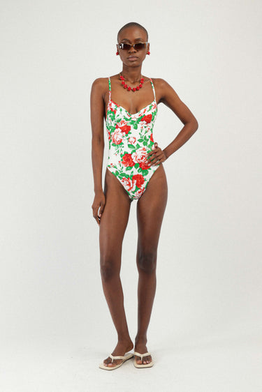 Printed Bustier One-piece Swimsuit