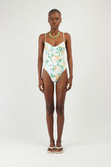 Printed Bustier One-piece Swimsuit