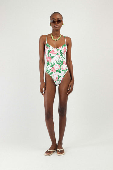 Printed Bustier One-piece Swimsuit