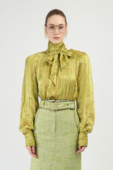 Dévoré Blouse with Draped Details