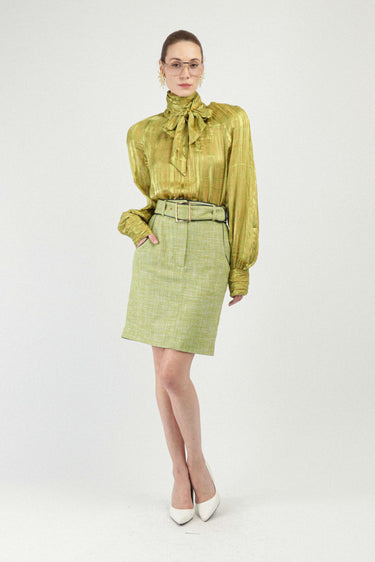 Midi Tweed Skirt with Matching Belt