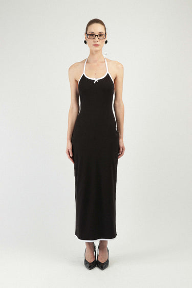 Jersey Backless Dress with Rose Detail