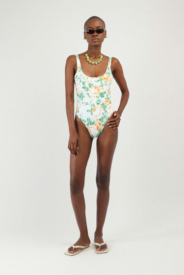 Printed Backless One-piece Swimsuit