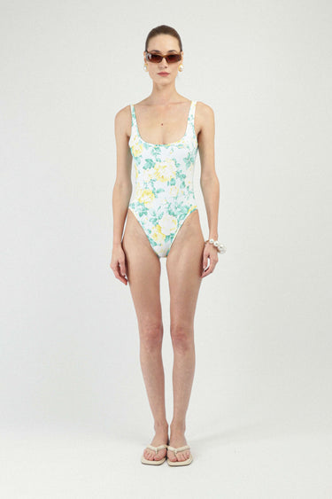 Printed Backless One-piece Swimsuit