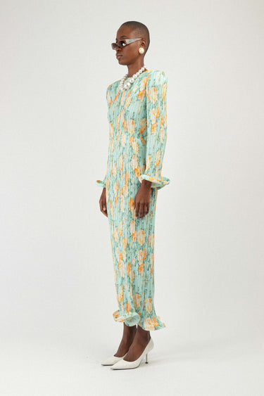 pleated lila dress Pleated Georgette Long Dress