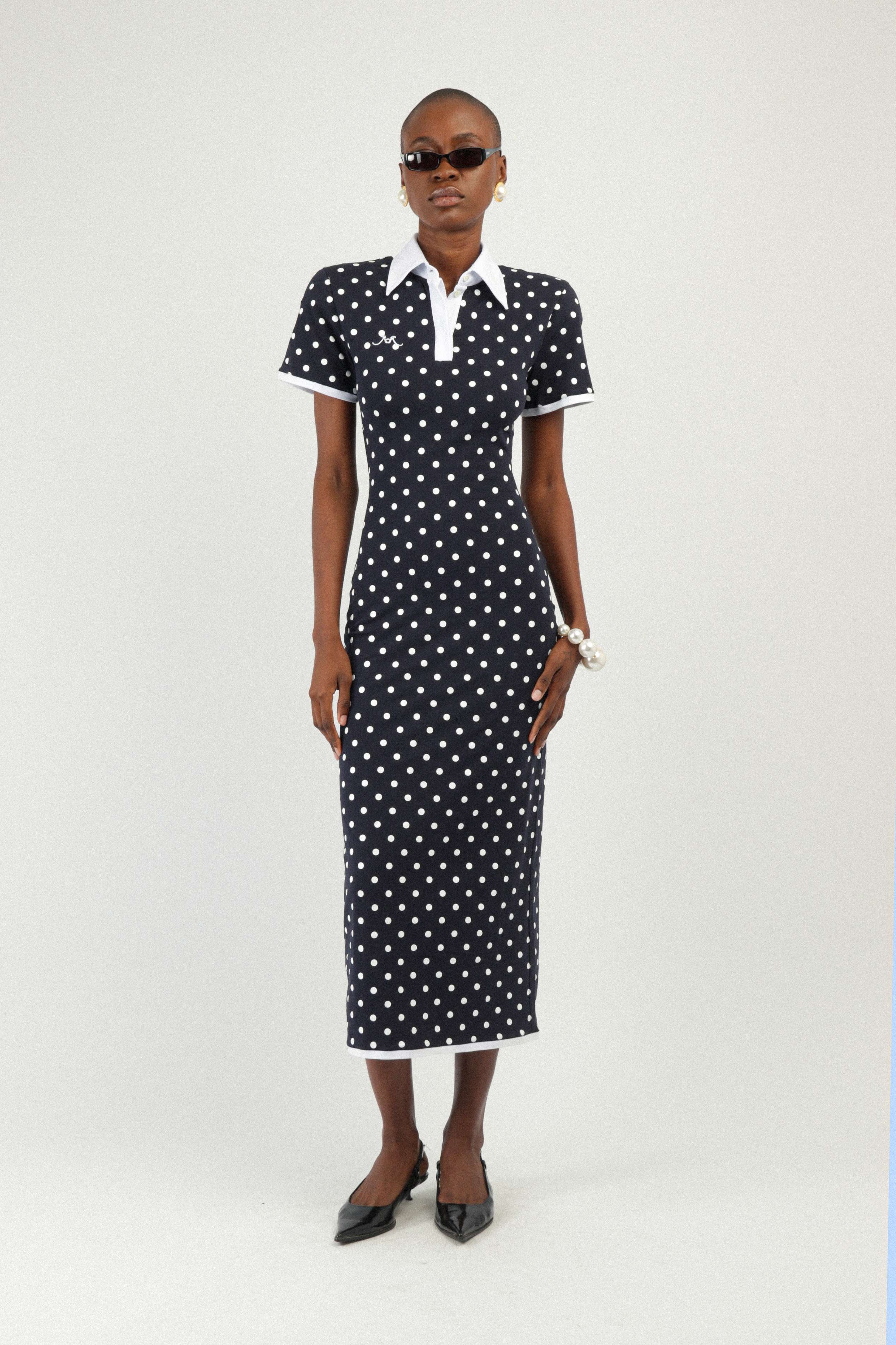 Polka Dots Jersey Polo Dress Rowen Rose Polka Dots Jersey Polo Dress Rowen Rose