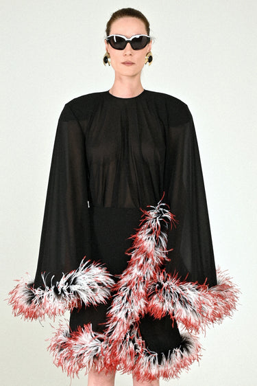 Georgette Shirt with Feathers