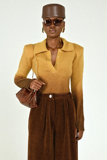 Mohair Degrade Long Sleeves Polo